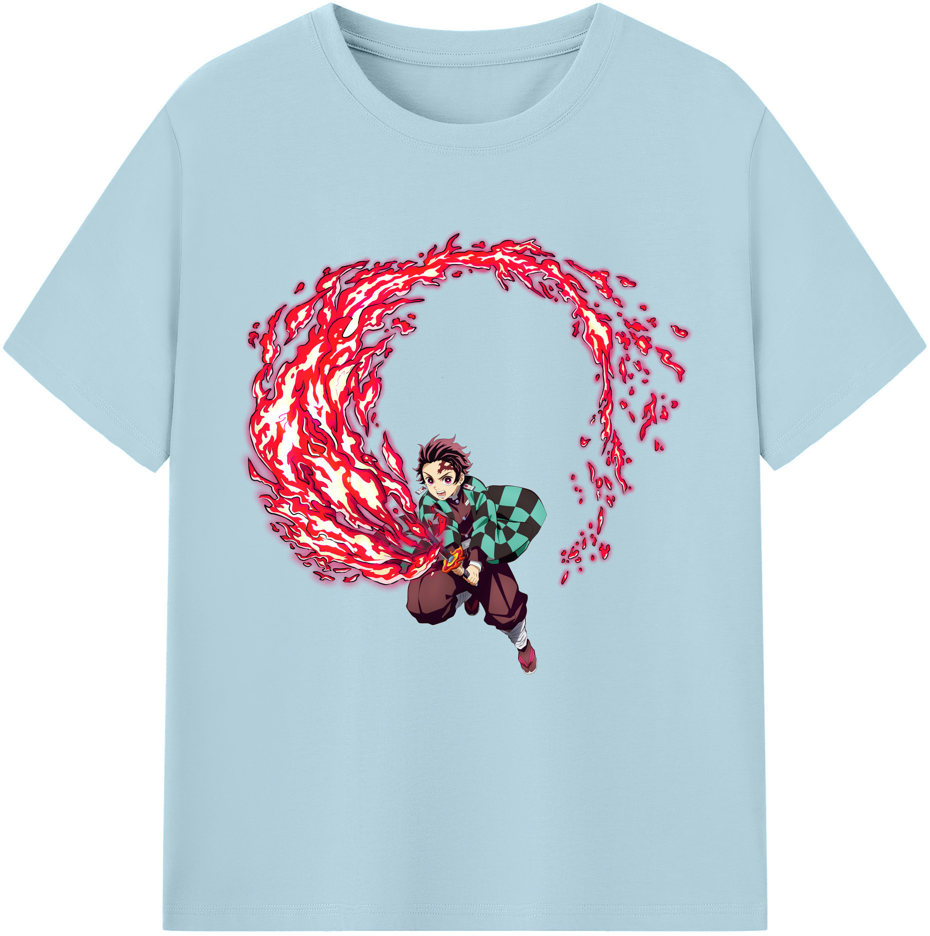 （画像用） 鬼滅の刃 竈門 炭治郎／かまど たんじろう Kamado Tanjirou 綿100％半袖Tシャツ（フロントプリント）